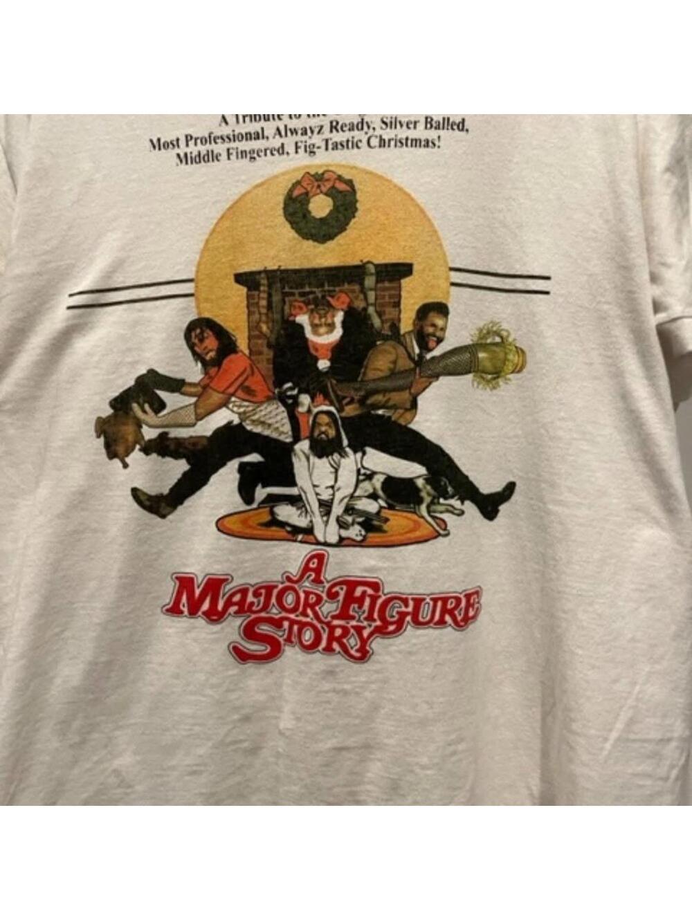 Major Wrestling Figure Podcast Christmas T Shirt Cardona Myers Hornswoggle XL